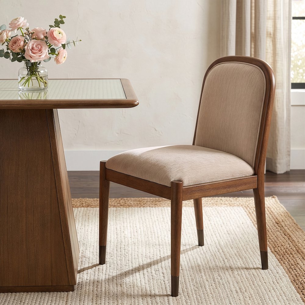 Cambria Beige Performance Fabric Upholstered Dining Side Chair, Set of 2