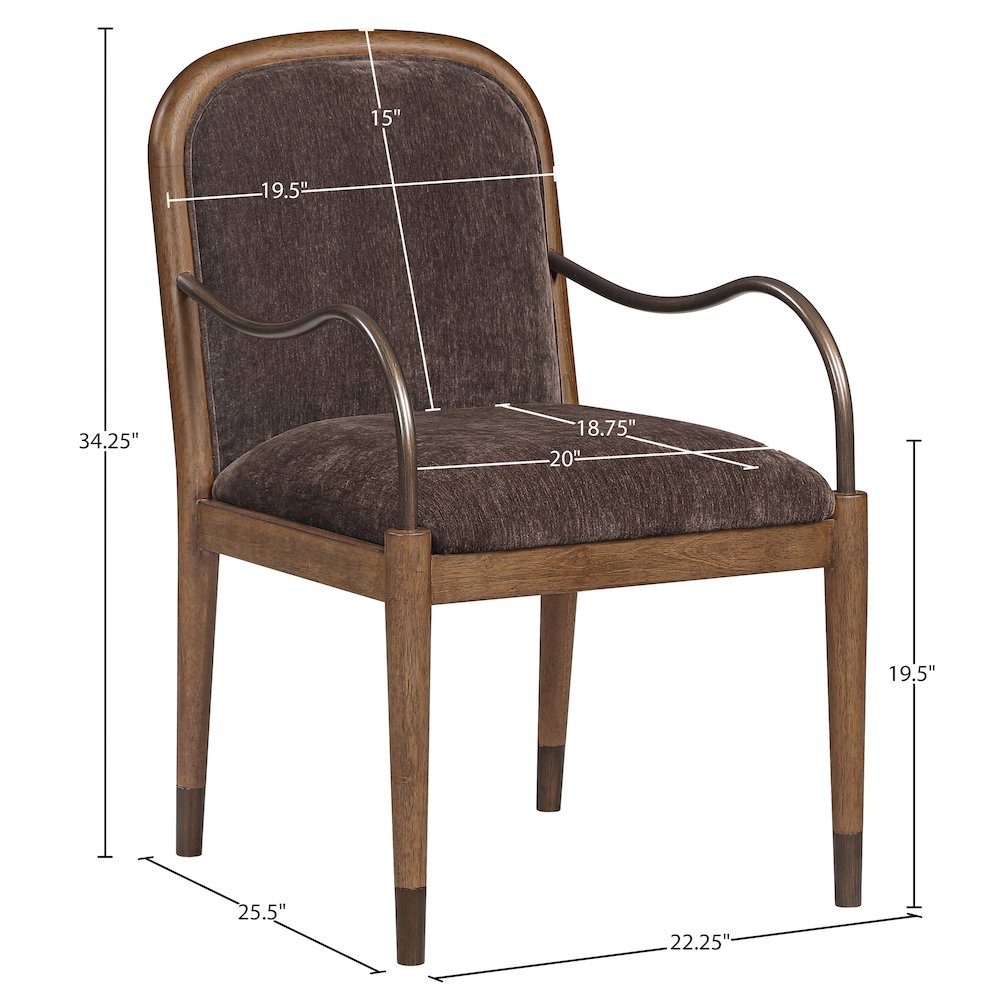 Cambria Brown Performance Fabric Upholstered Dining Arm Chair