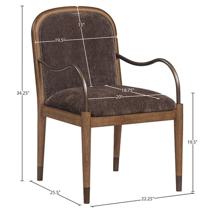 Cambria Brown Performance Fabric Upholstered Dining Arm Chair
