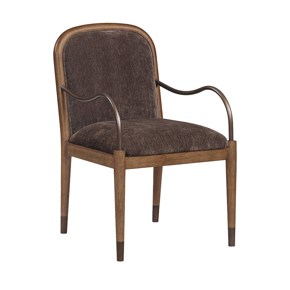 Cambria Brown Performance Fabric Upholstered Dining Arm Chair