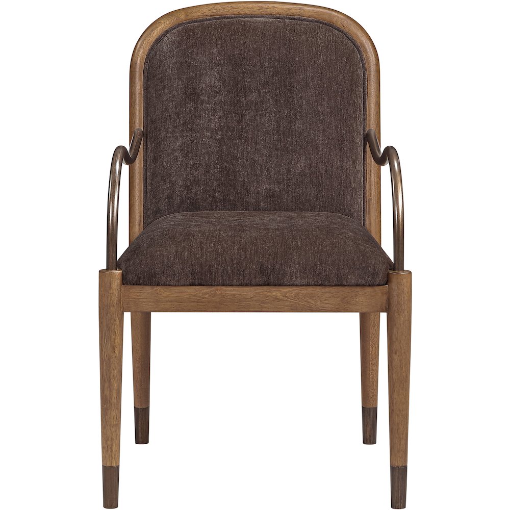 Cambria Brown Performance Fabric Upholstered Dining Arm Chair