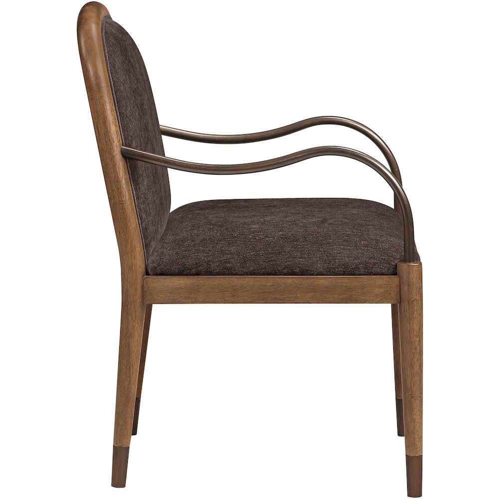Cambria Brown Performance Fabric Upholstered Dining Arm Chair