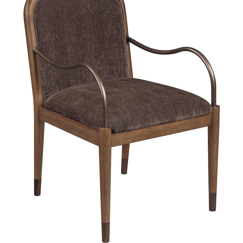 Cambria Brown Performance Fabric Upholstered Dining Arm Chair