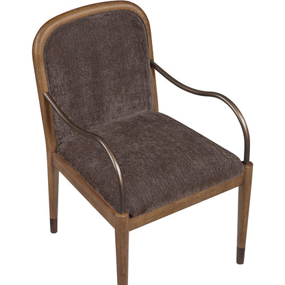 Cambria Brown Performance Fabric Upholstered Dining Arm Chair