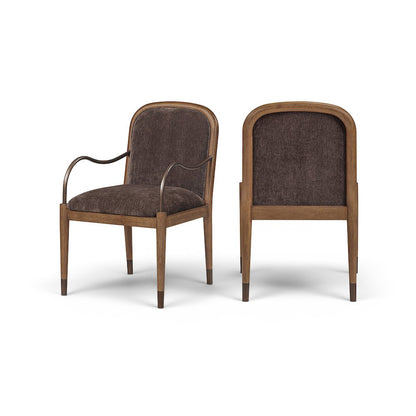 Cambria Brown Performance Fabric Upholstered Dining Arm Chair
