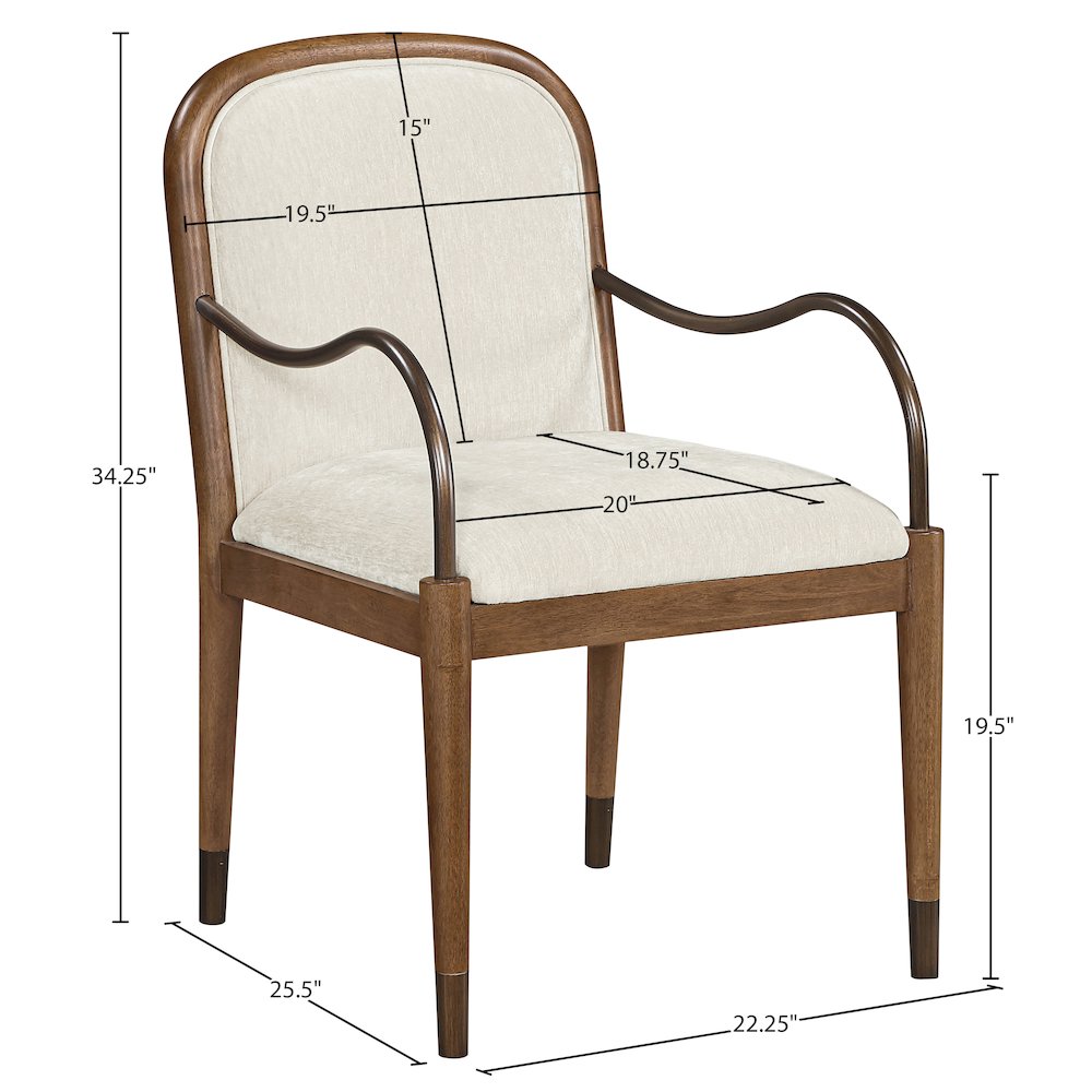 Cambria Cream Performance Fabric Upholstered Dining Arm Chair