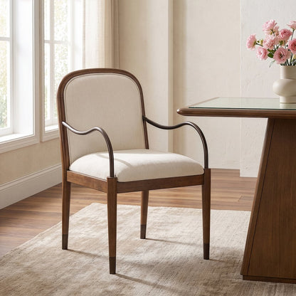 Cambria Cream Performance Fabric Upholstered Dining Arm Chair