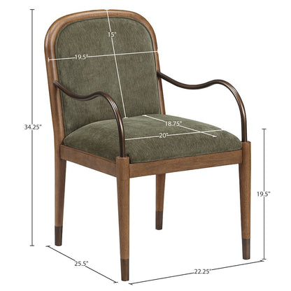 Cambria Green Performance Fabric Upholstered Dining Arm Chair