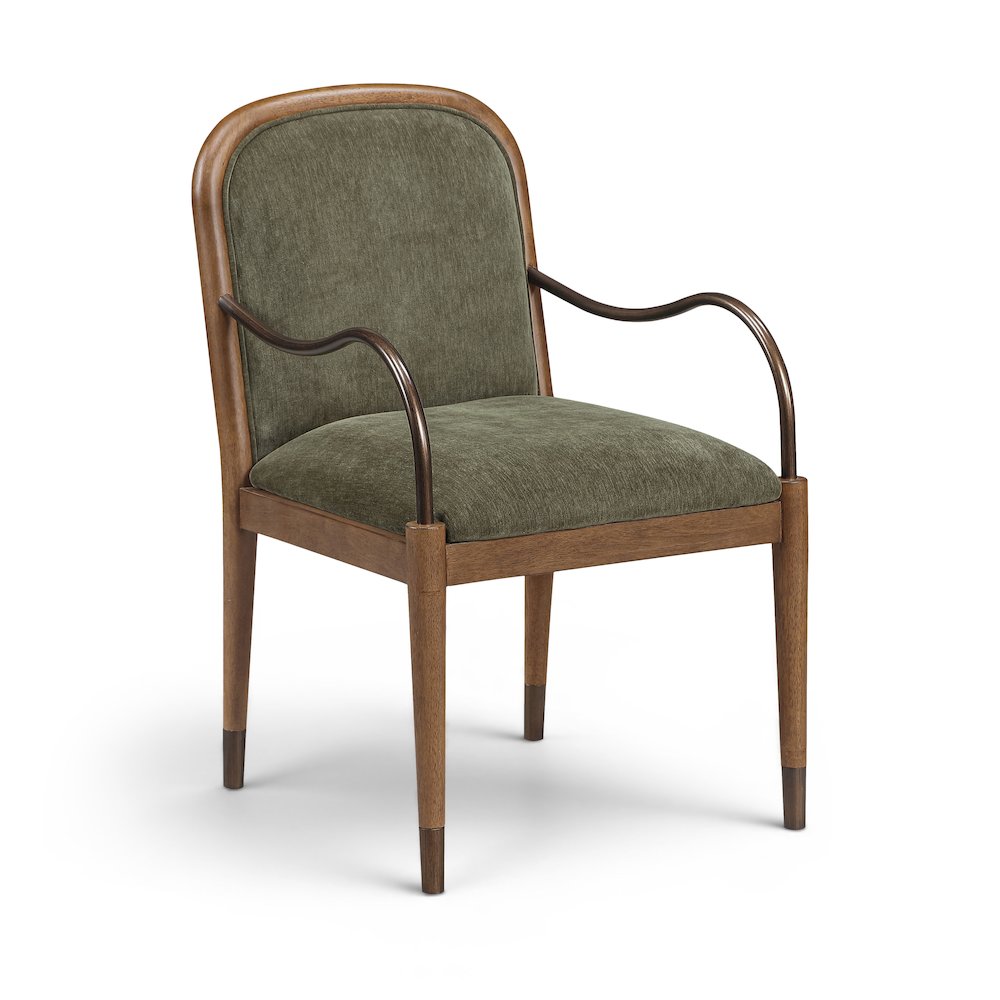 Cambria Green Performance Fabric Upholstered Dining Arm Chair