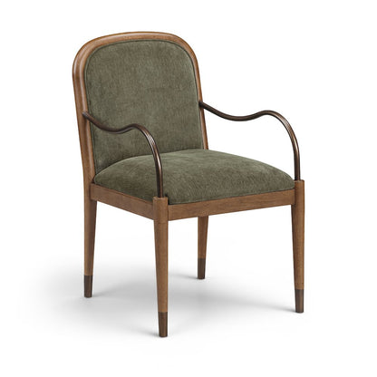 Cambria Green Performance Fabric Upholstered Dining Arm Chair
