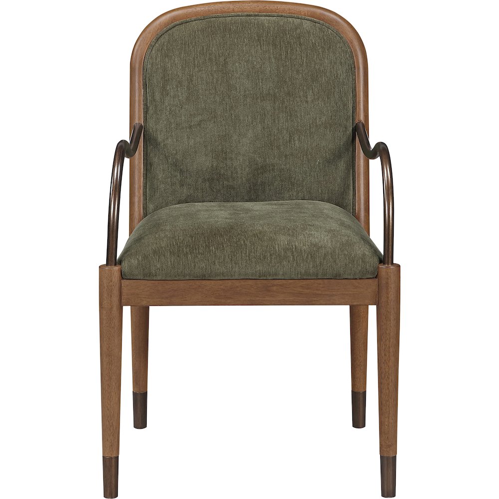 Cambria Green Performance Fabric Upholstered Dining Arm Chair