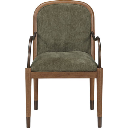 Cambria Green Performance Fabric Upholstered Dining Arm Chair