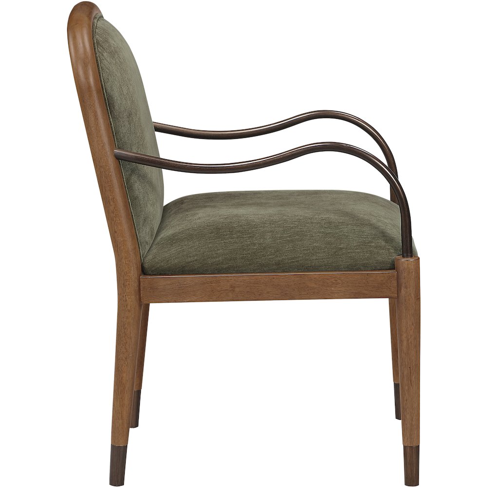 Cambria Green Performance Fabric Upholstered Dining Arm Chair