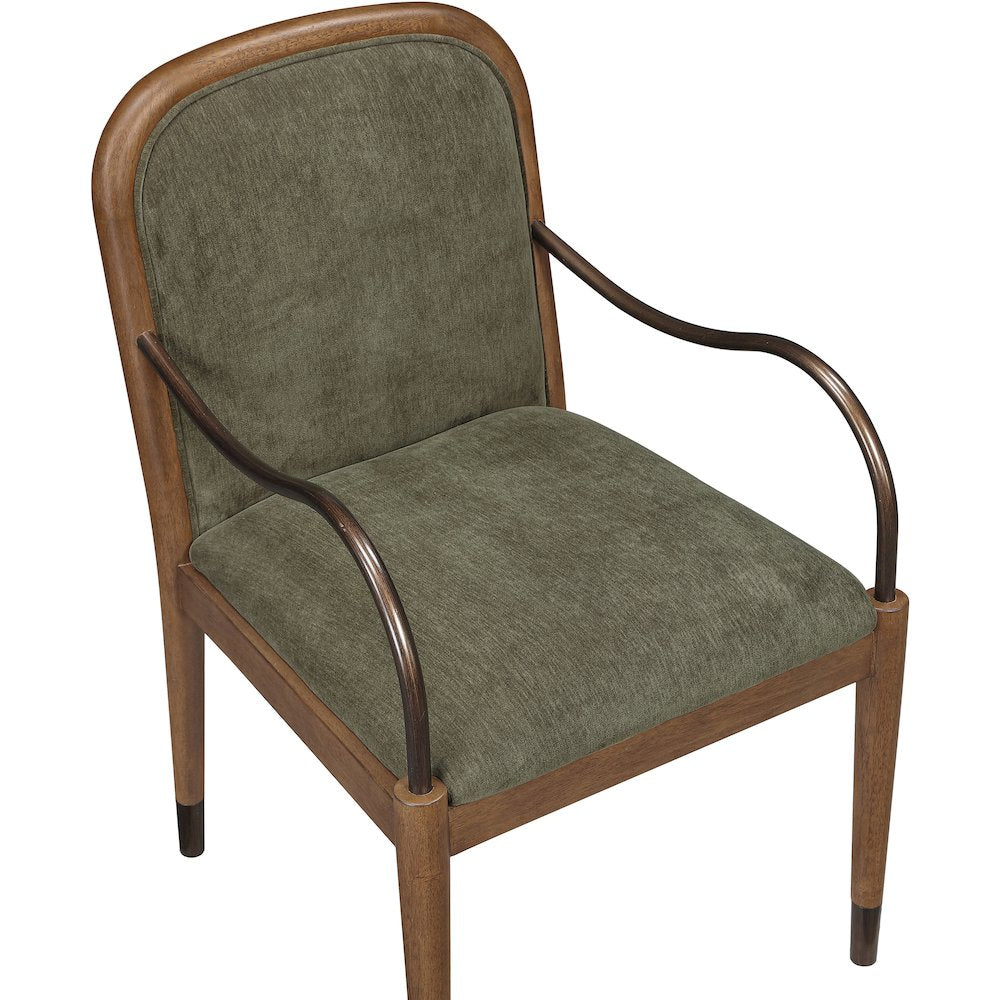 Cambria Green Performance Fabric Upholstered Dining Arm Chair
