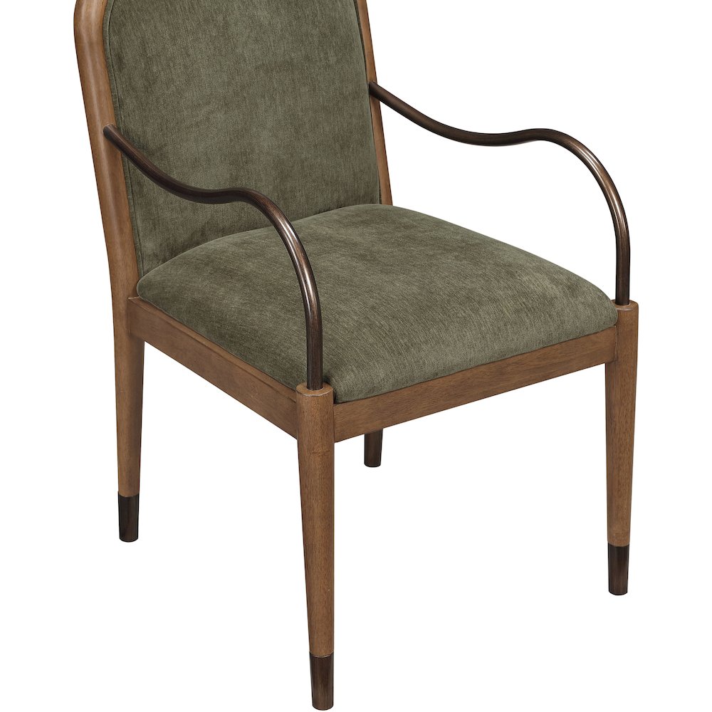 Cambria Green Performance Fabric Upholstered Dining Arm Chair