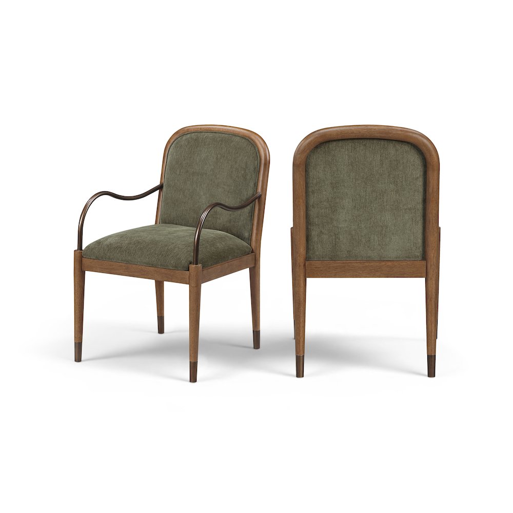 Cambria Green Performance Fabric Upholstered Dining Arm Chair