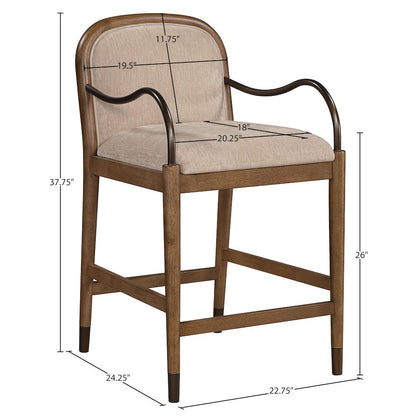 Cambria Beige Performance Fabric Upholstered Counter Stool