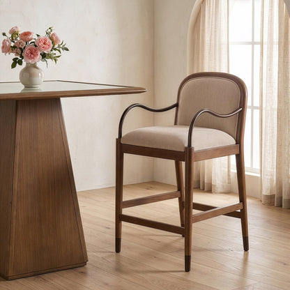 Cambria Beige Performance Fabric Upholstered Counter Stool