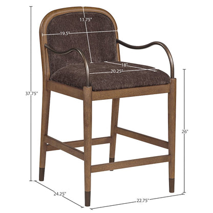 Cambria Brown Performance Fabric Upholstered Counter Stool