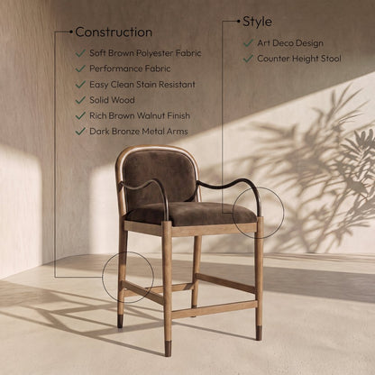 Cambria Brown Performance Fabric Upholstered Counter Stool
