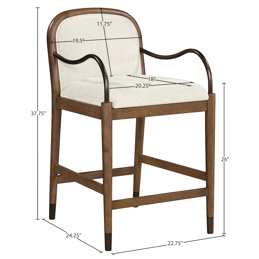 Cambria Cream Performance Fabric Upholstered Counter Stool