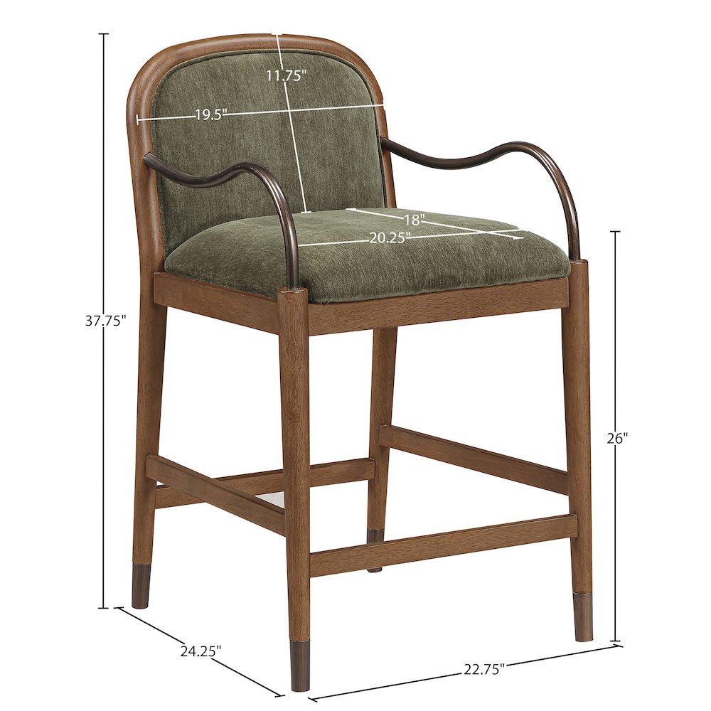 Cambria Green Performance Fabric Upholstered Counter Stool