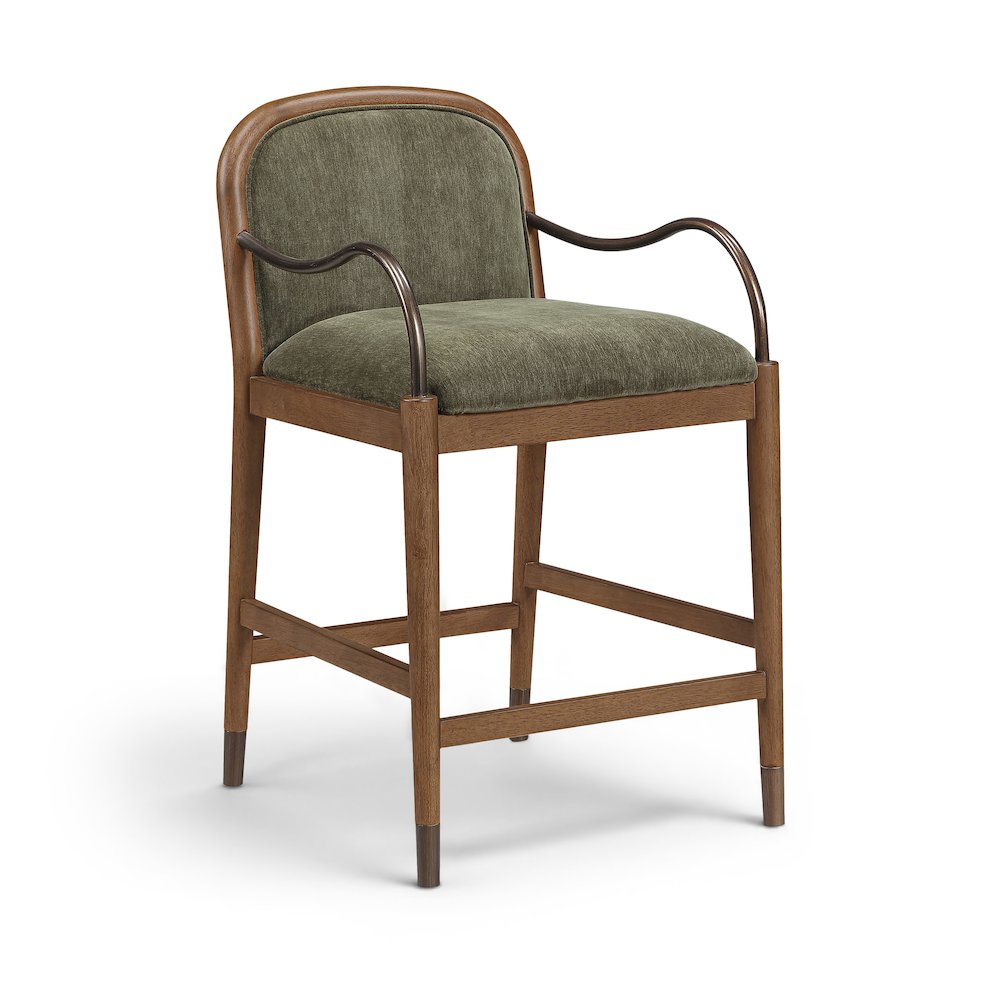 Cambria Green Performance Fabric Upholstered Counter Stool