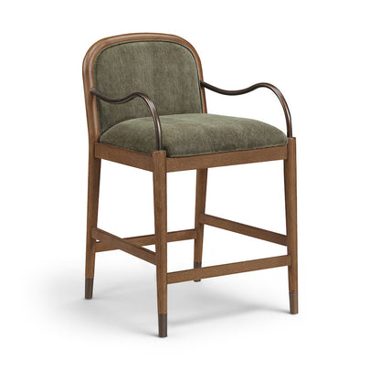 Cambria Green Performance Fabric Upholstered Counter Stool