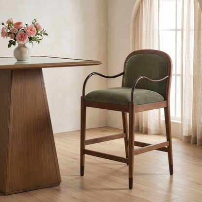 Cambria Green Performance Fabric Upholstered Counter Stool
