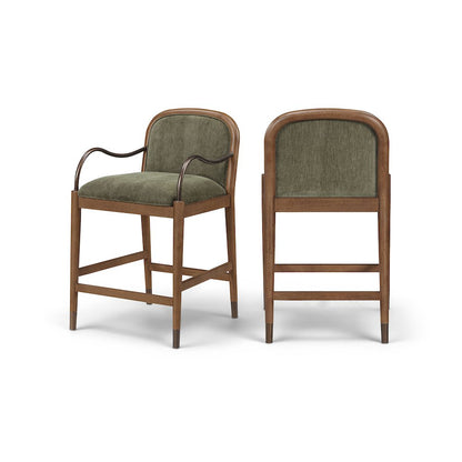Cambria Green Performance Fabric Upholstered Counter Stool