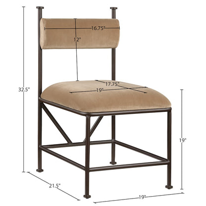 Monarch Beige Velvet Performance Fabric Upholstered Dining Chair, Set of 2
