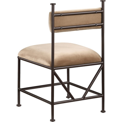 Monarch Beige Velvet Performance Fabric Upholstered Dining Chair, Set of 2