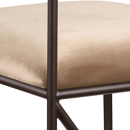 Monarch Beige Velvet Performance Fabric Upholstered Dining Chair, Set of 2
