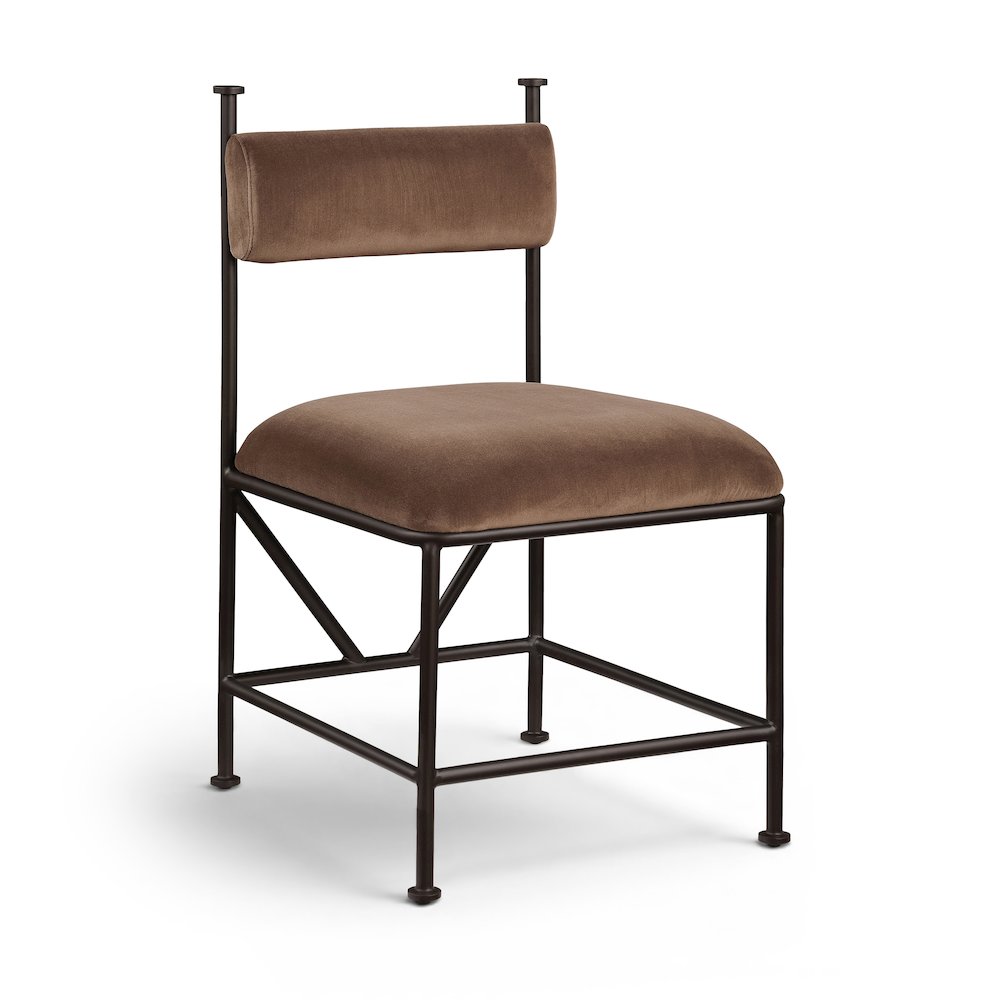 Monarch Brown Velvet Performance Fabric Upholstered Dining Chair, Set of 2