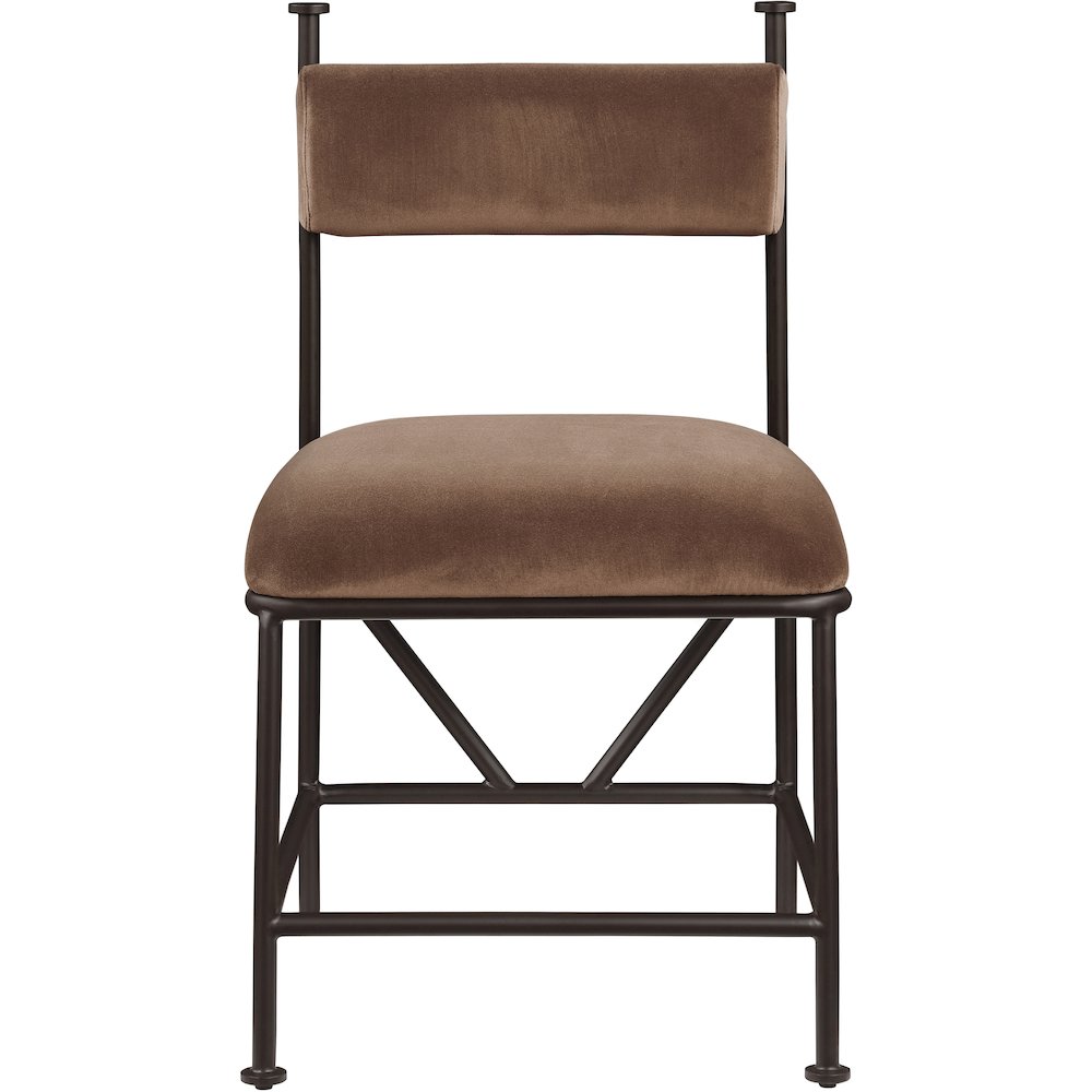 Monarch Brown Velvet Performance Fabric Upholstered Dining Chair, Set of 2
