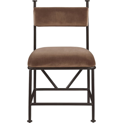 Monarch Brown Velvet Performance Fabric Upholstered Dining Chair, Set of 2