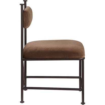 Monarch Brown Velvet Performance Fabric Upholstered Dining Chair, Set of 2