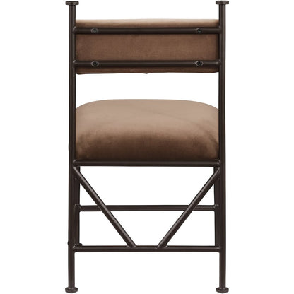 Monarch Brown Velvet Performance Fabric Upholstered Dining Chair, Set of 2