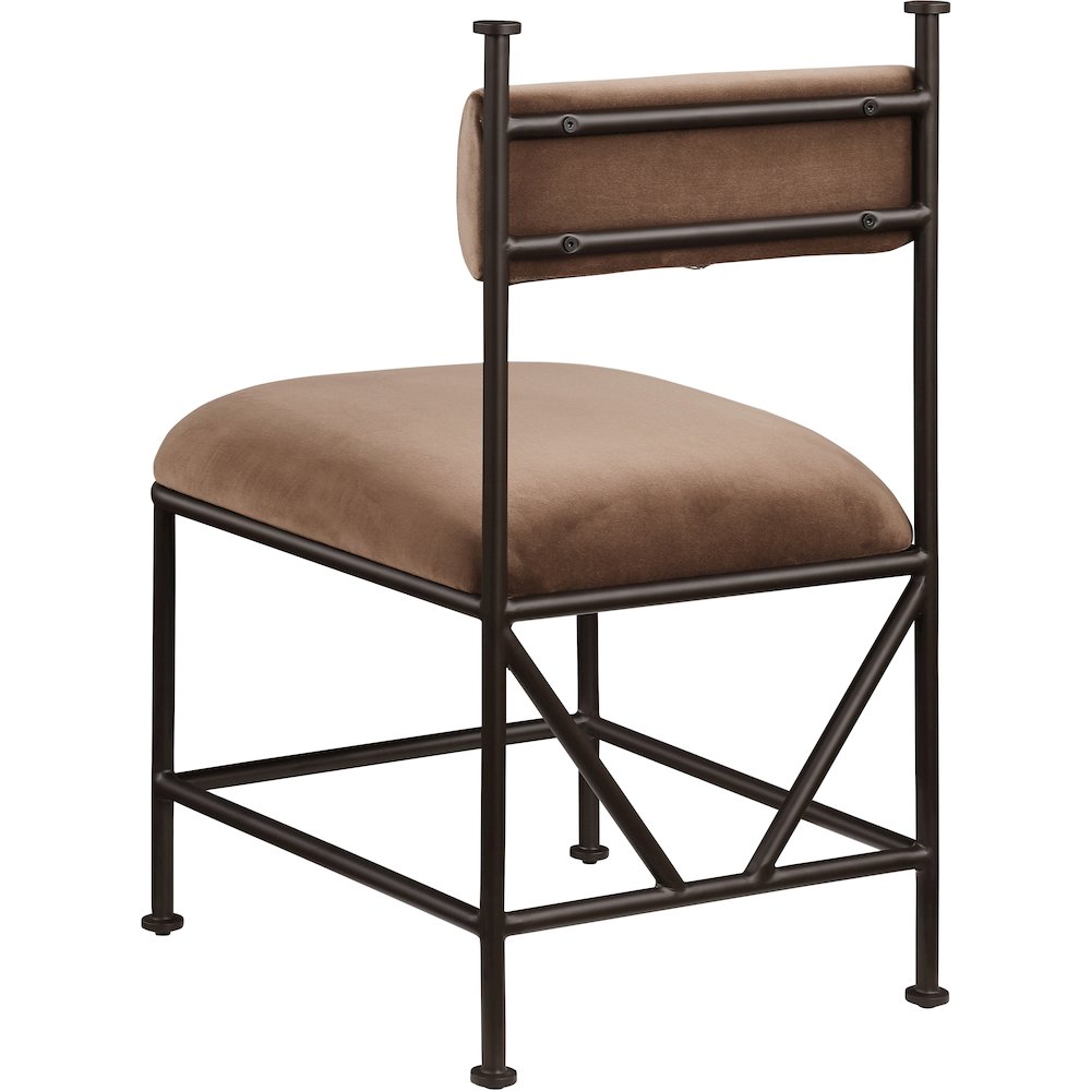 Monarch Brown Velvet Performance Fabric Upholstered Dining Chair, Set of 2