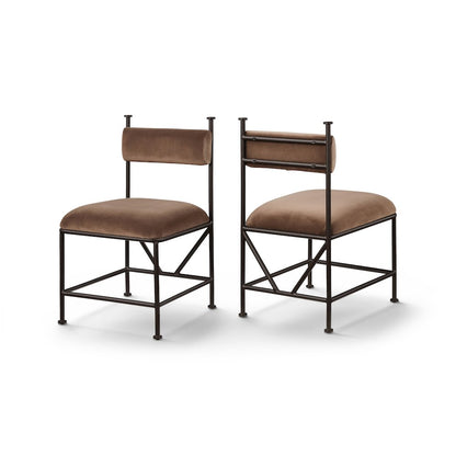 Monarch Brown Velvet Performance Fabric Upholstered Dining Chair, Set of 2