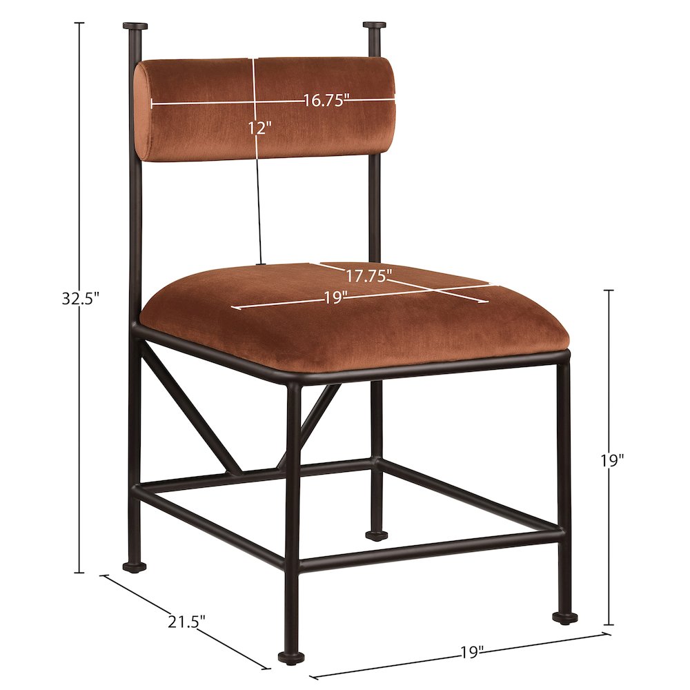 Monarch Cognac Velvet Performance Fabric Upholstered Dining Chair, Set of 2