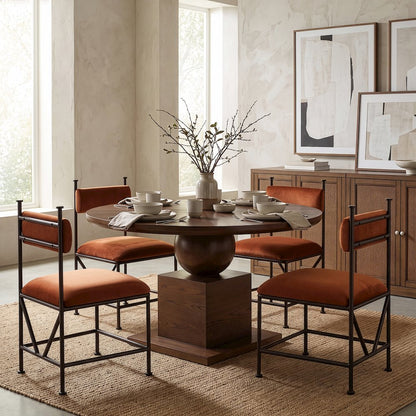 Monarch Cognac Velvet Performance Fabric Upholstered Dining Chair, Set of 2