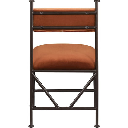 Monarch Cognac Velvet Performance Fabric Upholstered Dining Chair, Set of 2