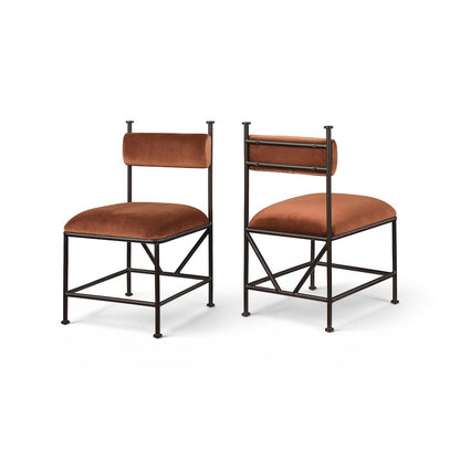 Monarch Cognac Velvet Performance Fabric Upholstered Dining Chair, Set of 2