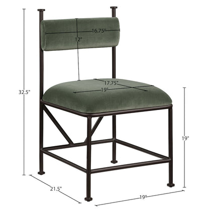 Monarch Green Velvet Performance Fabric Upholstered Dining Chair, Set of 2