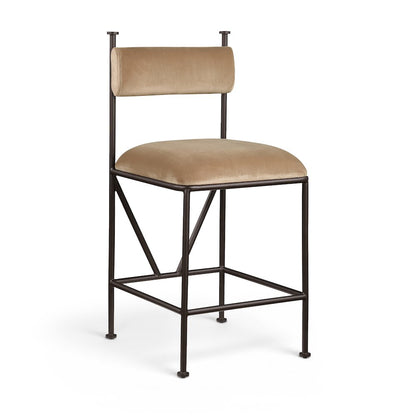 Monarch Beige Velvet Performance Fabric Upholstered Counter Stool, Set of 2