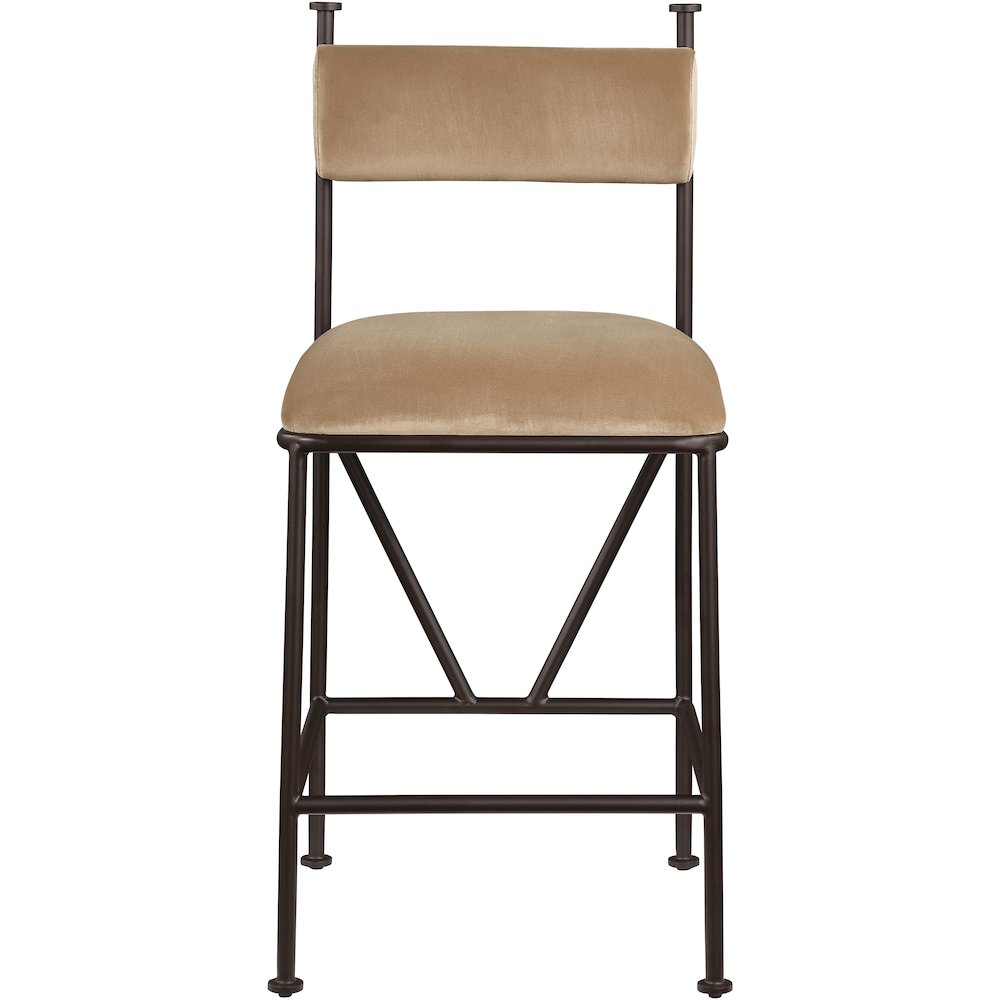 Monarch Beige Velvet Performance Fabric Upholstered Counter Stool, Set of 2