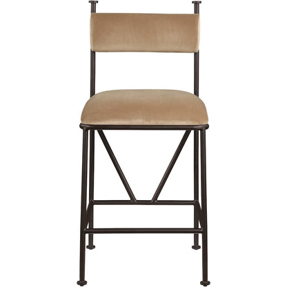 Monarch Beige Velvet Performance Fabric Upholstered Counter Stool, Set of 2