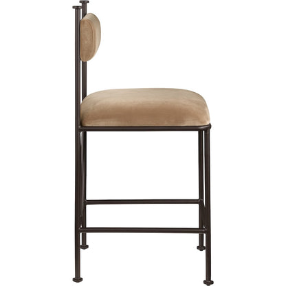 Monarch Beige Velvet Performance Fabric Upholstered Counter Stool, Set of 2