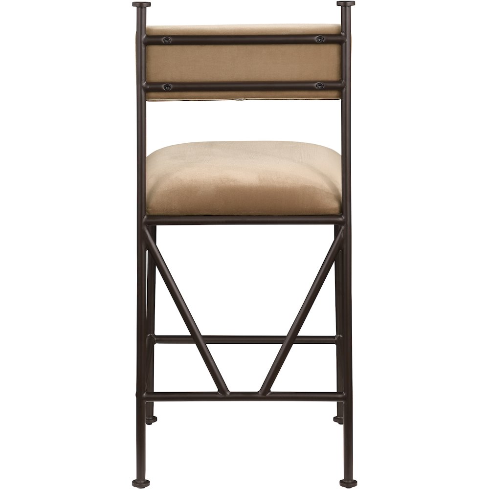 Monarch Beige Velvet Performance Fabric Upholstered Counter Stool, Set of 2
